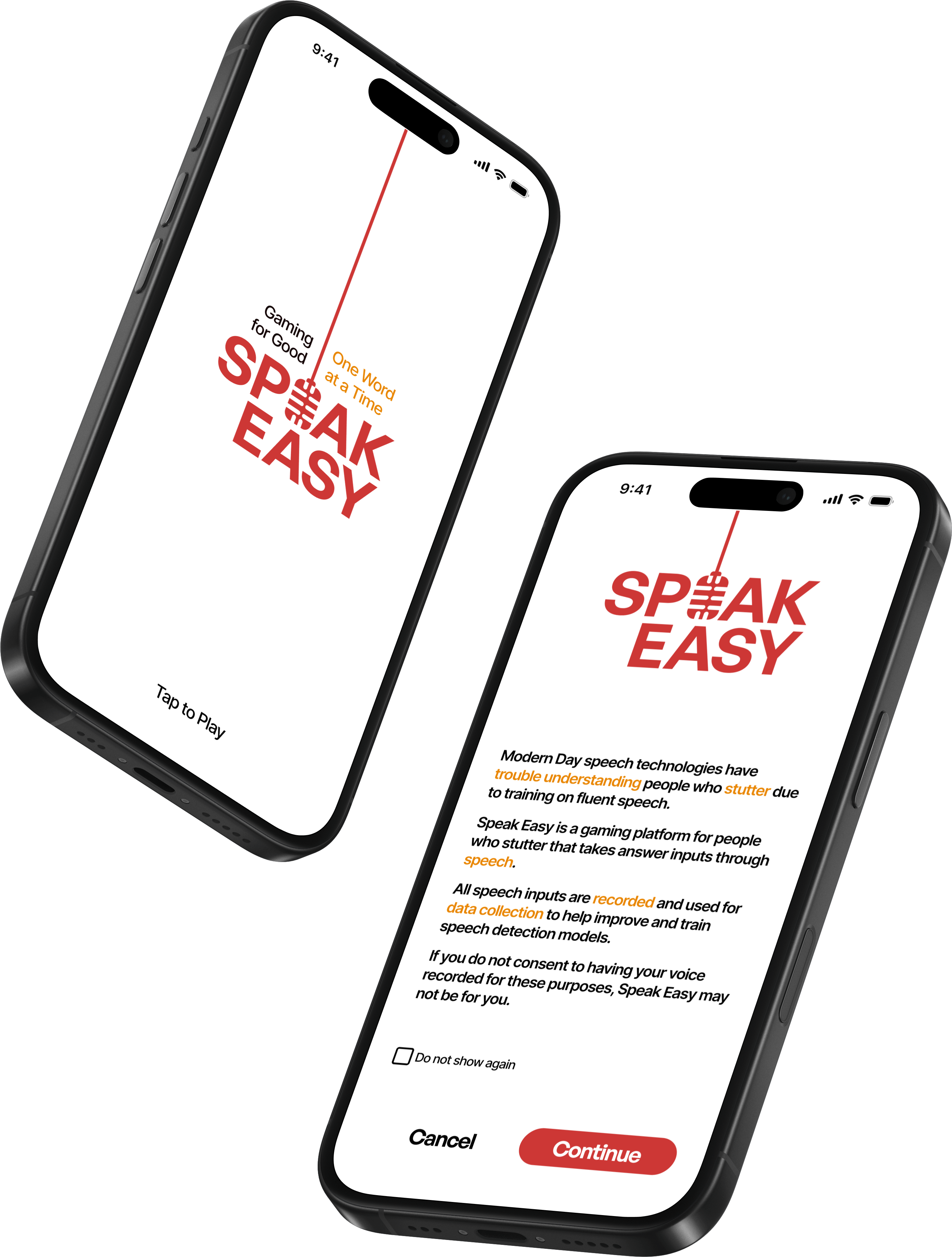 SpeakEasy login screen with transparency